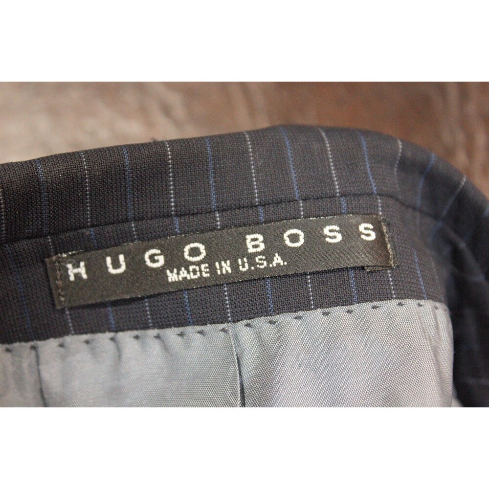 Hugo Boss Black Striped 2 Btn Wool 2 Piece Suit 44R Pleated Front 38" Waist - Picture 11 of 12